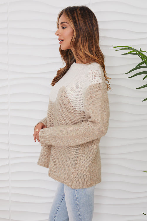 FUZZY KNIT L/S WAVE SWEATER